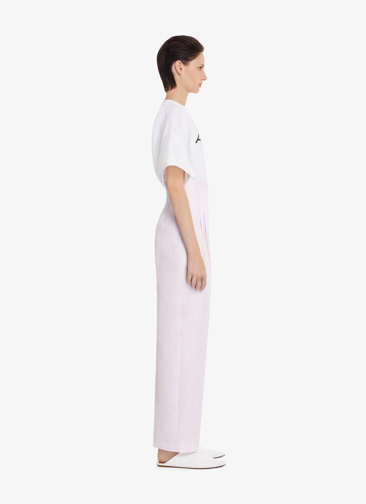 HIGH-WAIST SILK AND COTTON TROUSERS ALAÏA PALE PINK HIGH-WAIST SILK AND COTTON TROUSERS